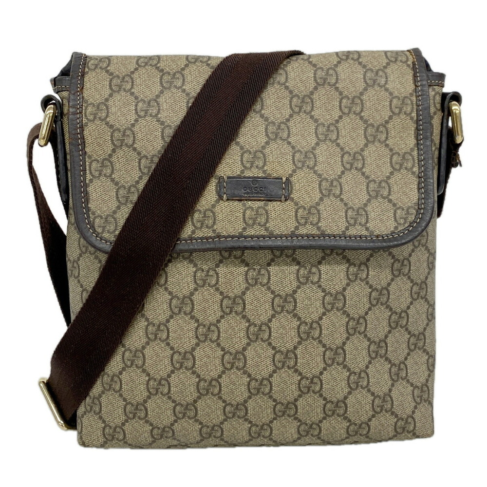 Gucci GG Supreme Shoulder Bag 223666 Brown Champagne Women's